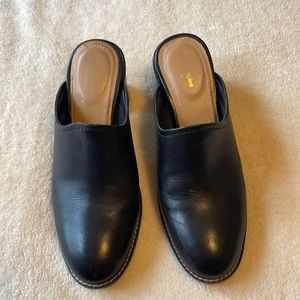 Hush Puppies‎ Hannah Black Leather Mule Block Heels Size 9